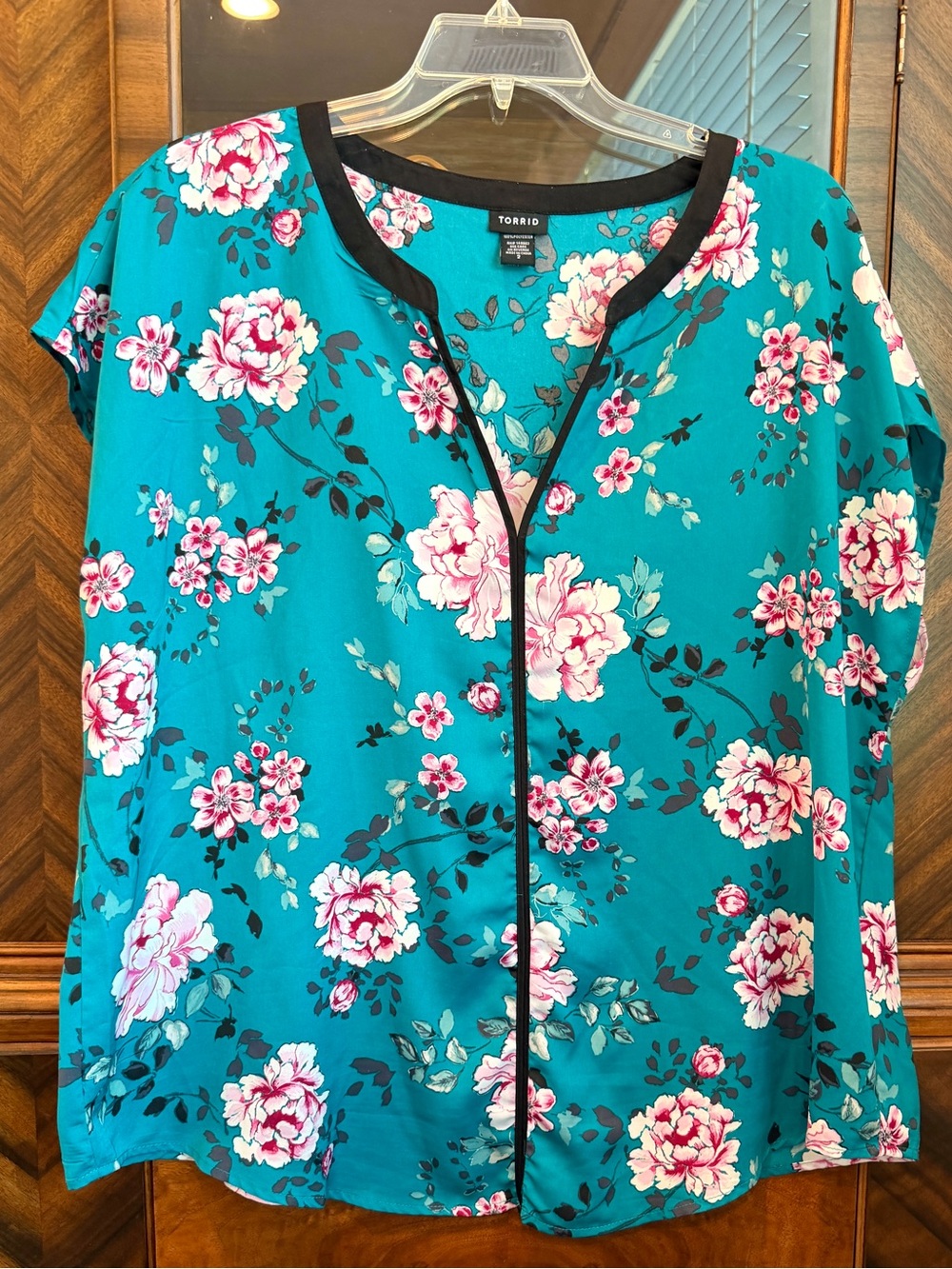 Torrid Teal Silky Kimono Style Blouse